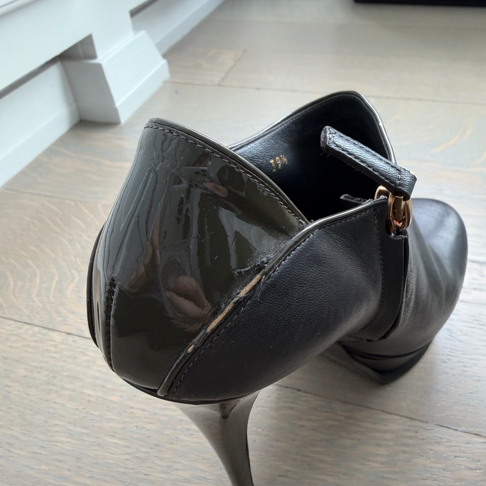 Yves Saint Laurent Charcoal Tribtoo Platform Ankle Boots View 4